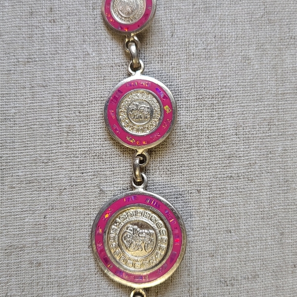 Vintage Sterling Mayan Zodiac Bracelet - Picture 3 of 6